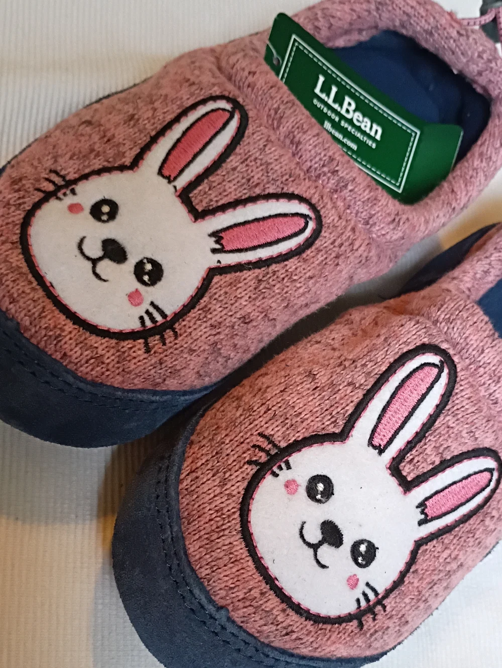 NWT L.L. Bean Rose Pink Bunny Slip-On Slippers